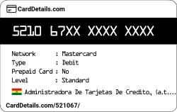 Card Details: 521067