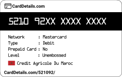 Card Details: 521092