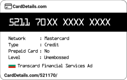Card Details: 521170