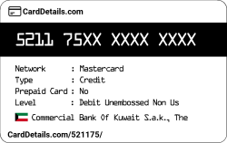 Card Details: 521175