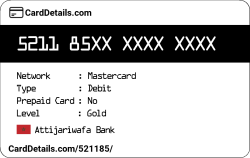 Card Details: 521185