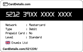 Card Details: 521239
