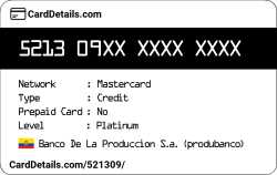 Card Details: 521309