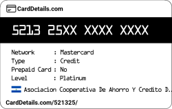 Card Details: 521325