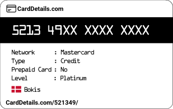 Card Details: 521349