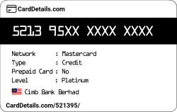 Card Details: 521395