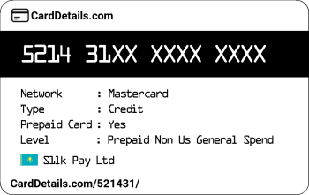 Card Details: 521431