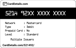Card Details: 521492