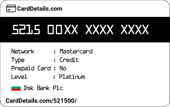 Card Details: 521500