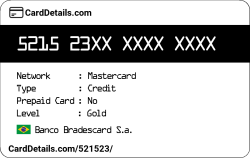 Card Details: 521523