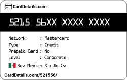 Card Details: 521556