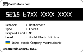 Card Details: 521567