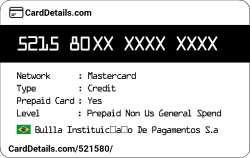 Card Details: 521580