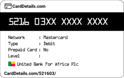 Card Details: 521603