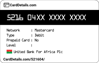 Card Details: 521604