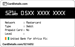 Card Details: 521605