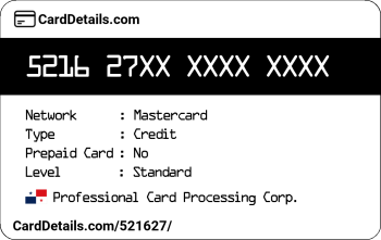 Card Details: 521627