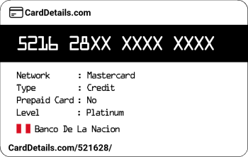 Card Details: 521628
