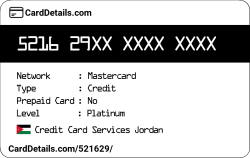 Card Details: 521629
