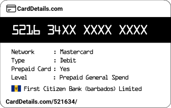 Card Details: 521634