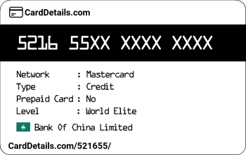 Card Details: 521655