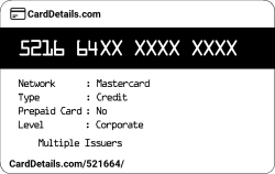 Card Details: 521664