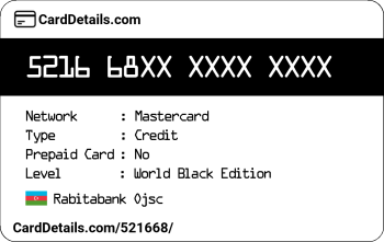 Card Details: 521668