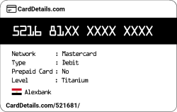 Card Details: 521681
