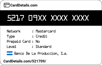 Card Details: 521709