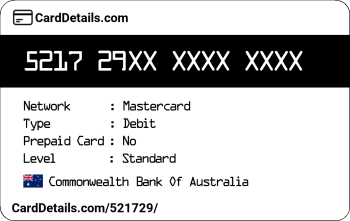Card Details: 521729