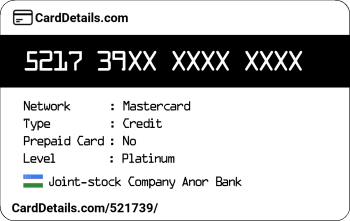Card Details: 521739