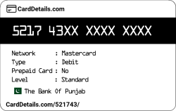 Card Details: 521743