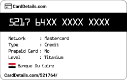 Card Details: 521764