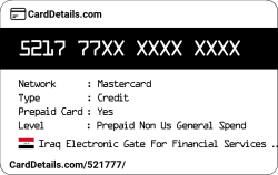 Card Details: 521777