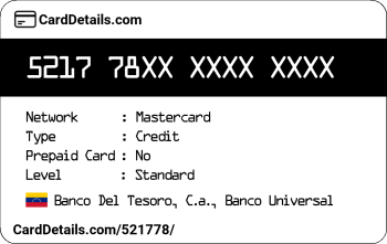 Card Details: 521778