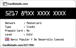 Card Details: 521789