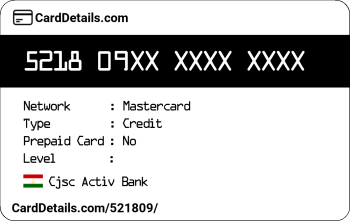 Card Details: 521809