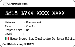 Card Details: 521817