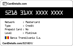 Card Details: 521831