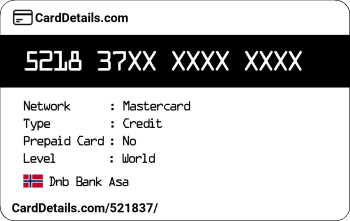 Card Details: 521837