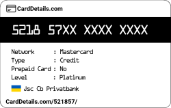 Card Details: 521857