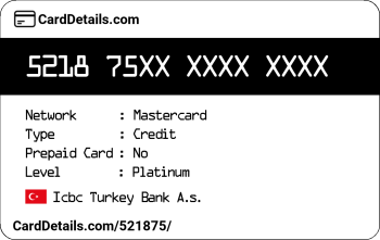 Card Details: 521875