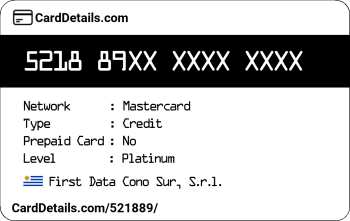Card Details: 521889