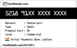 Card Details: 521891