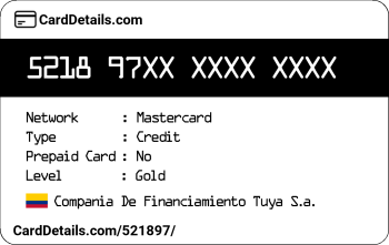 Card Details: 521897