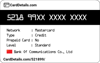Card Details: 521899