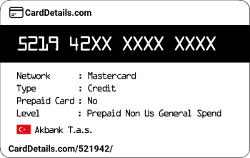 Card Details: 521942