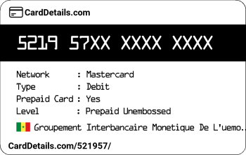 Card Details: 521957