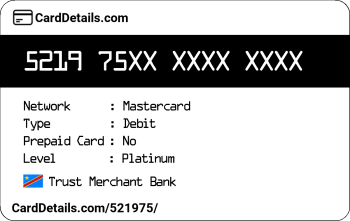 Card Details: 521975