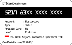 Card Details: 521983